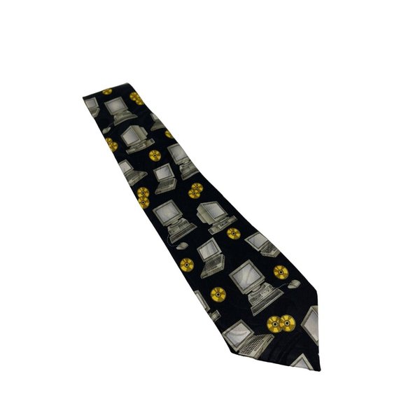 Steven Harris Desktop Computer CD Rom Tech Techy Geek Necktie Neck Tie 56" - Picture 2 of 10